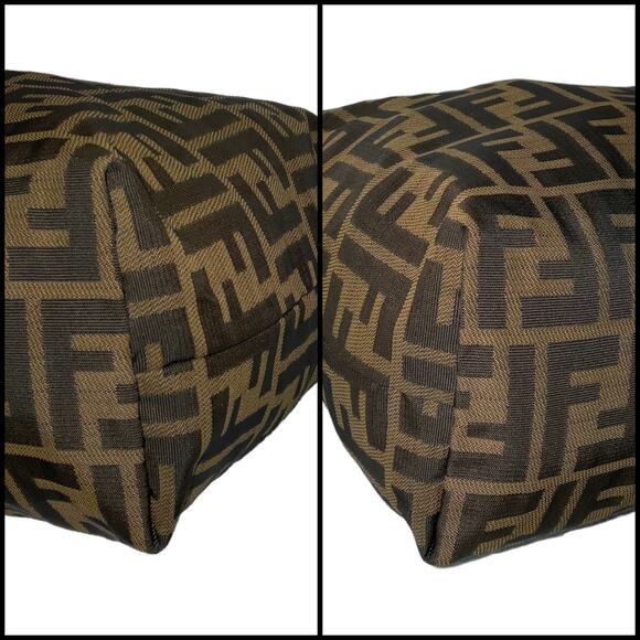 Fendi FF Zucca Print Cosmetic Pouch Clutch Bag Leather Accents - Picture 6 of 16